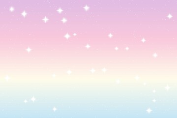 Sky and stars background. Rainbow pastel space background. The twinkling sky. Vector background.