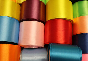 Beautiful colorful satin ribbon texture