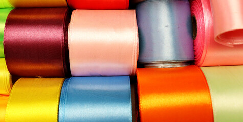 Colorful satin ribbon texture for banner concept