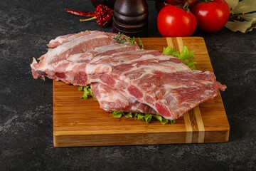 Raw pork ribs for cooking