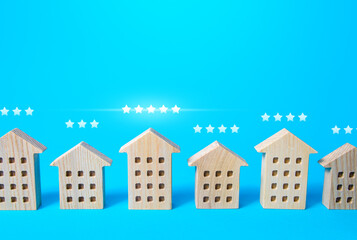 Many wooden high-rise buildings. Search for the best option to buy an apartment. Luxury apartments VIP class. 5 star hotel. Evaluation and inspection of options for apartments for rent or purchase.