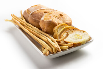 Plate with Toast Bread Breadstick