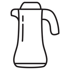 Thermos for hot drinks.Vector flat illustration.Outline vector illustration.Isolated on white background.