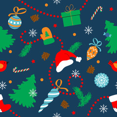 Christmas seamless vector pattern. New year background.
