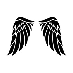 Angel wings. Wings Silhouette with feathers for tattoo, wings for logo