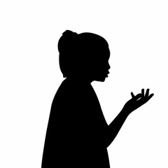 a talking girl head silhouette vector