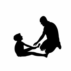 a boy and man bodies, silhouette vector