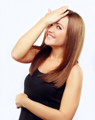 Obraz premium Portrait of pretty girl , smiling and grimacing