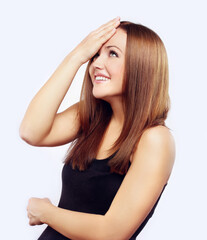 Obraz premium Portrait of pretty girl , smiling and grimacing