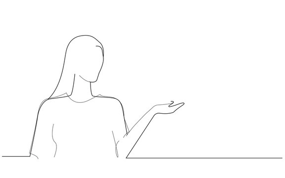 recommend clip art: Woman presenter with hand isolated on white background. Woman presenter for product, ad, marketing, presentation materials and advertising. Creative modern concept, vector illustration