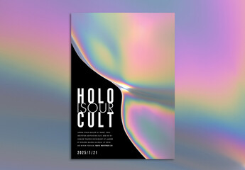 Modern Cover Layout with Trendy Holographic Gradient Shape