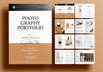 Modern Photography Portfolio Layout with Brown Accents
