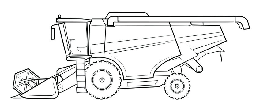 Harvesting machine combine - vector illustration of a vehicle.