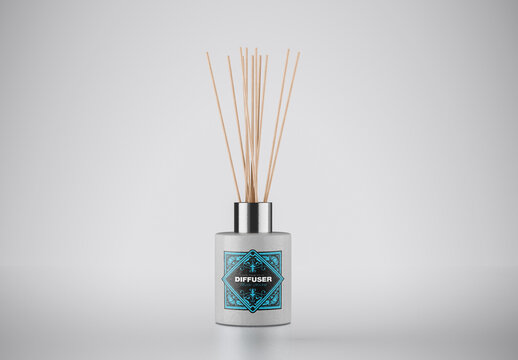 Reed Diffuser Glass Bottle with Box Mockup