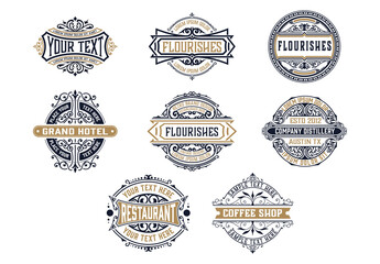 Set of 8 Vintage Logos and Badges