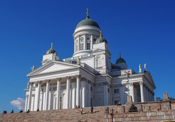 Helsinki,Finlandia. Vista de la fachada exterior de la catedral luterana de la capital