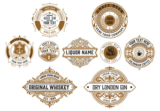 Set of 9 Vintage Logos and Badges