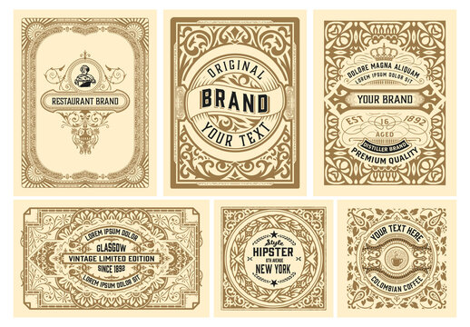 Set of 6 Vintage Labels for Packing