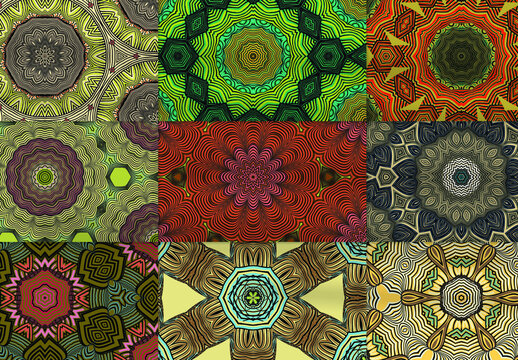 Seamless Pattern Collection with Mandala Ethic Motif