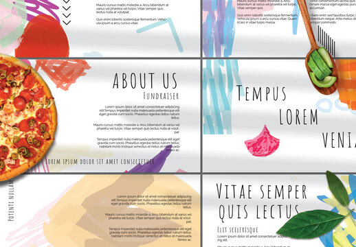 Presentation Deck Layout with Bright Abstract Strokes for Universal Fundraiser Event