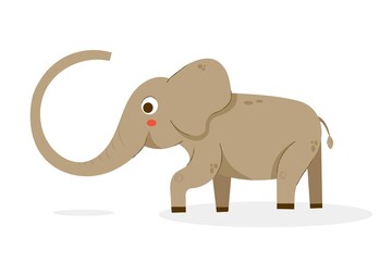 Cute elephant vector illustration isolated on white background for kids room poster, baby nursery and greeting card.