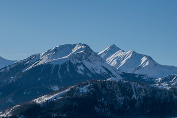 Naklejka na ściany i meble photograph of the Maurienne valley. Snowy mountain photography