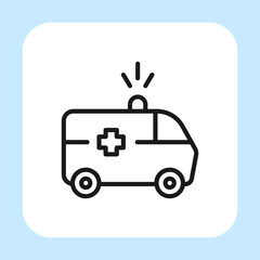 Ambulance icon vector with outline style isolated on white background. Vector illustration sign symbol icon concept for medical, science, web, apps, technology and project