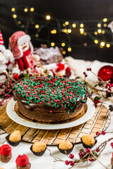 Christmas Delicious Sweet Cookie Cake Xmas Tree Panetone Bread Santa Claus Caramel Macaron Chocolate Theme