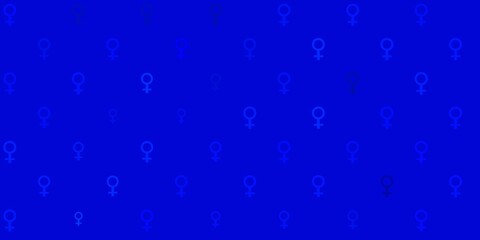 Light BLUE vector texture with women rights symbols.