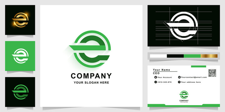 Letter e or ee monogram logo template with business card design