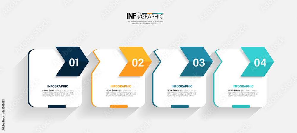 Aufkleber Four steps timeline infographic template vector.