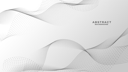 Gray and white abstract background with wavy lines. Digital future technology concept. vector illustration.