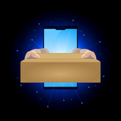 Parcel reaching out of smartphone