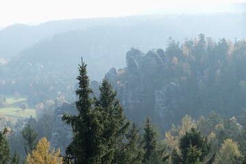 beautiful rock sandstone formations in ardspach in northern bohemia