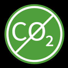 Round sign of prohibition of CO2 on black background in vector