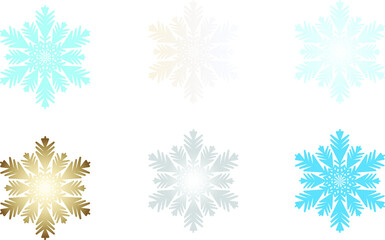 Naklejka na ściany i meble Gorgeous blue, gold, white, silver decoration - snowflake/ star. Adorable winter, Christmas, New Year, event decor. Isolated on white background. Top view. Usable for greetings, web design. Closeup.