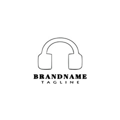 headphone music logo design template icon vector illustration