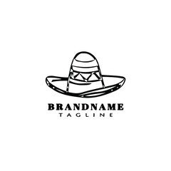 sombrero or mexican hat logo cartoon icon design template black isolated vector illustration