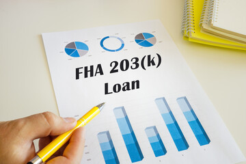 Business concept meaning FHA 203(k) Loan with inscription on the financial document.