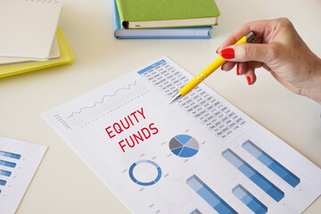 Financial concept meaning EQUITY FUNDS with phrase on the piece of paper.