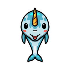 Cute little narwhal cartoon posing