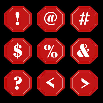Punctuation Marks on Red Signs