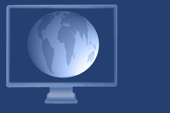 World or Globe Displayed on Monitor