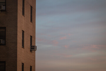 Sunset on urban building The Bronx