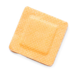 Square medical plaster on white background
