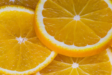 Valencia Orange Citrus Fruit Slices Abstract Close-up (Citrus × sinensis)