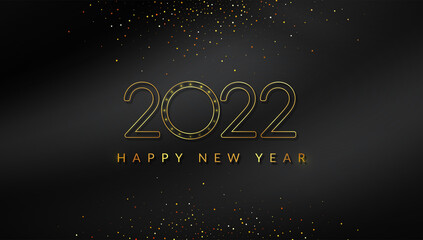 Fototapeta na wymiar Happy new year 2022 golden 3d text background -2022 new year 