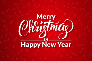 Fototapeta na wymiar Merry Christmas typography on red Christmas background - merry Christmas and happy new year text