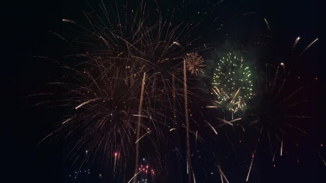 Colorful and gorgeous real fireworks. High quality 4K video with sound