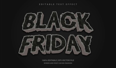 Black Friday Black Editable Text Effect Style Vector